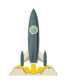 space ship flying isolated icon vector