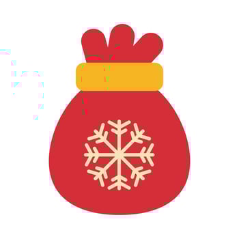 happy merry christmas sack with snowflake flat style icon vector