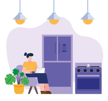 woman with laptop working from home vector