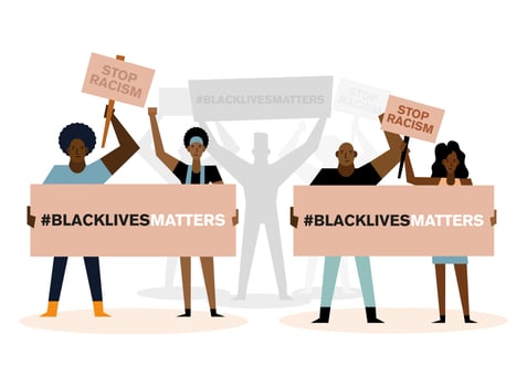 Black lives matter demonstration with people vector