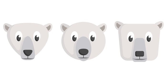 Set of cartoon polar bears. vector