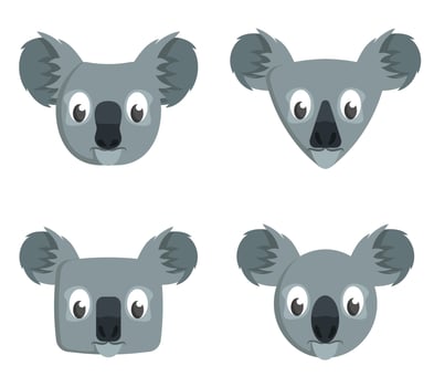 Set of cartoon koalas. vector