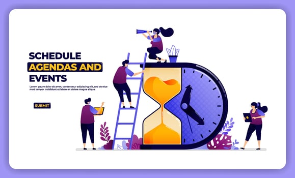 illustration design of schedule agenda and effect. managing working and holiday. designed for landing page, banner, website, web, poster, mobile apps, homepage, social media, flyer, brochure, ui ux vector