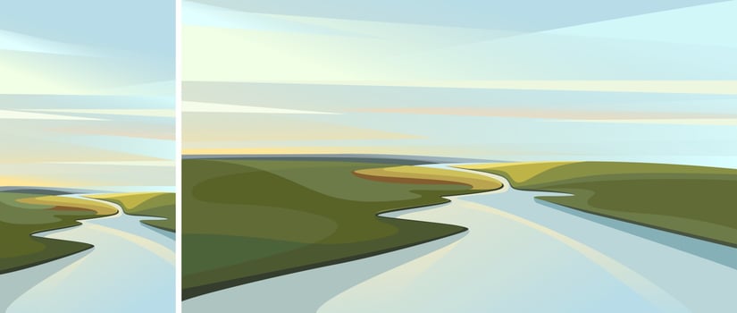 River going over horizon vector