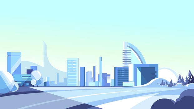 Winter Road leading to city vector