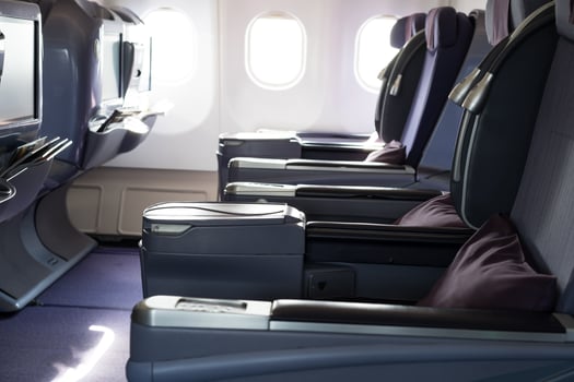 Passenger seats in plane photo