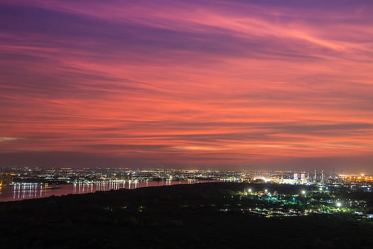 Sunset over a city photo
