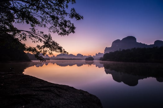 Colorful sunrise on water photo
