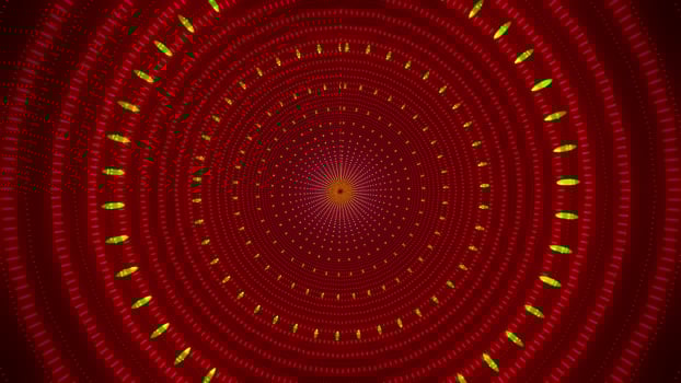 Glowing red neon points 3d illustration kaleidoscope design for background or wallpaper photo