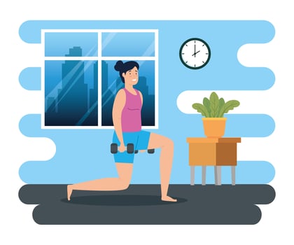 woman exercising in the house scene vector