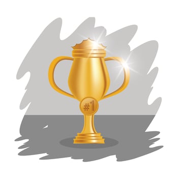 golden trophy cup award icon vector