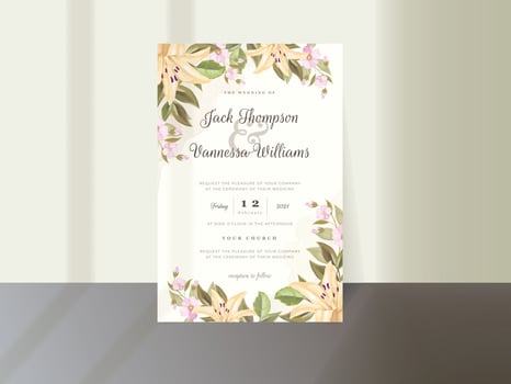 Elegant Floral Wedding Invitation Template vector