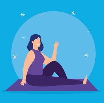 young woman practicing yoga vector