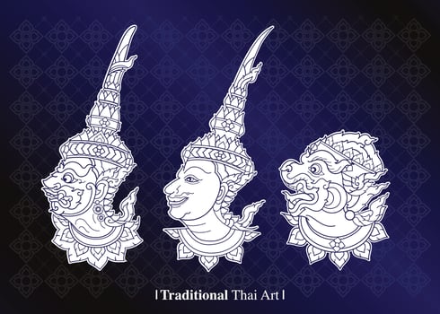 Traditional Thai Art Set vector