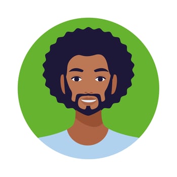 black man with beard avatar character vector