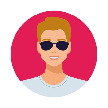 man wearing sunglasses avatar character isolated icon vector