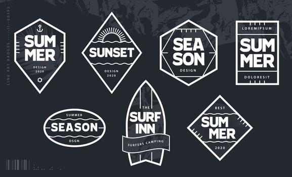 Line Art Geometric Summer Emblems vector