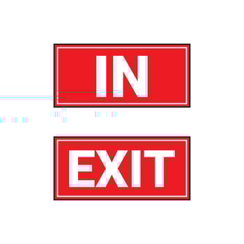 Sign in and exit used for directions in and out of the door or building vector