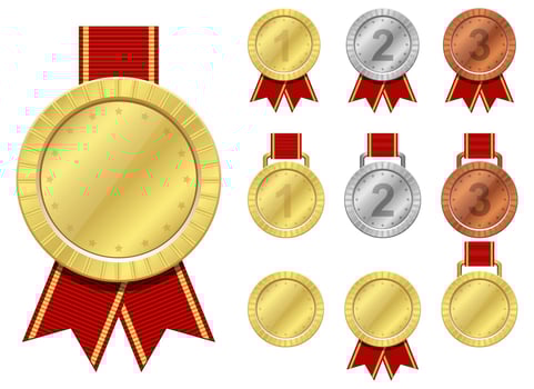 Winner medal vector design illustration set isolated on white background