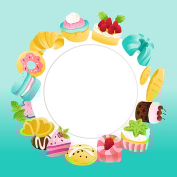 Super Cute Sweets Desserts Copy Space Background vector
