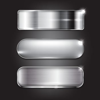 Moder Silver style button set on black background vector