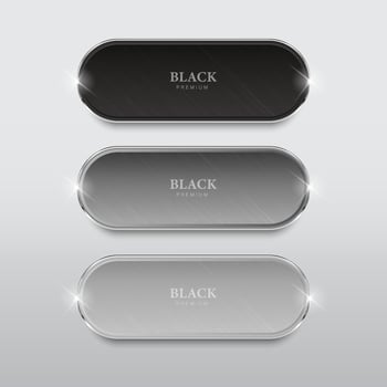 Black and gray button set of rounded buttons vector