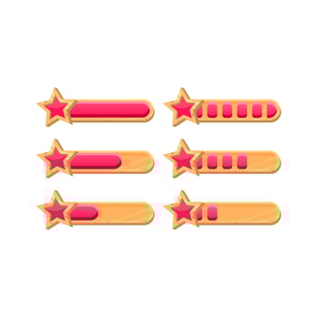 set of funny wooden game ui star progress bar with 2 different style for gui asset elements vector