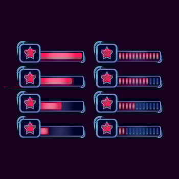 set of gui fantasy rpg star progress bar for game ui asset elements vector illustration