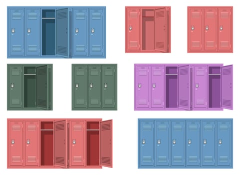 School locker vector design illustration set isolated on white background