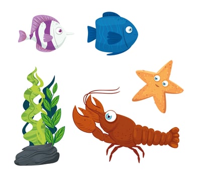 Sea life icon set vector