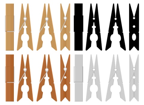 Clothes pin vector design illustration set isolated on white background