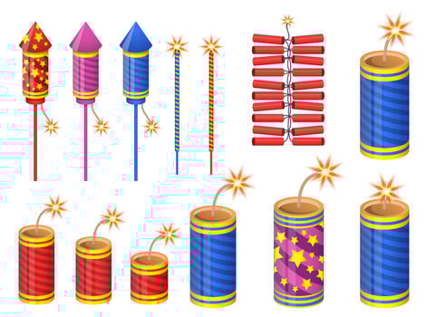 Firecrackers vector design illustration set isolated on white background