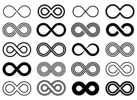 Infinity icon vector design illustration set isolated on white background