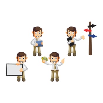 Business man cartoon character set vector