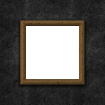 3D wooden picture frame on a grunge concrete wall photo
