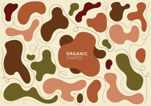 Set of abstract organic shapes earth tone  colors contemporary art. Hand drawn collage design elements vector