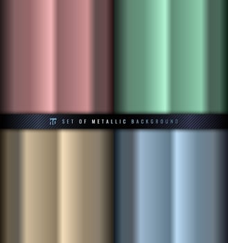 Set of gradient pink, green, blue and gold metallic background and texture vector