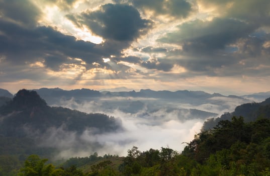 Clouds and fog with mountains photo