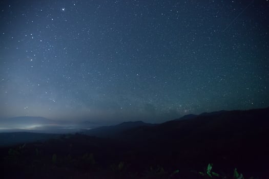 Mountain silhouettes and a starry sky photo