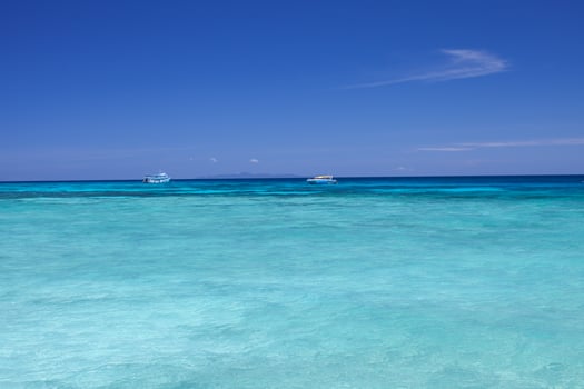 Blue water and sky photo
