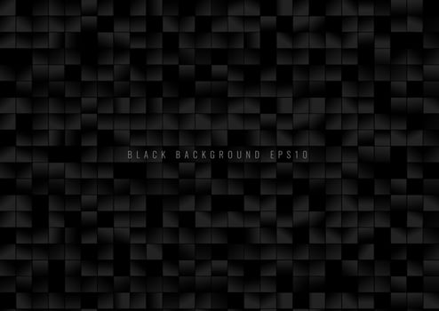 Abstract pattern black square grid pixels on dark background. vector