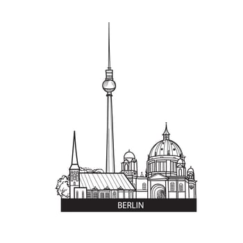 Berlin, Germany cityscape. Famous skyline with TV tower vector