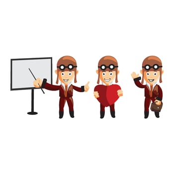 pilot character illustration set vector