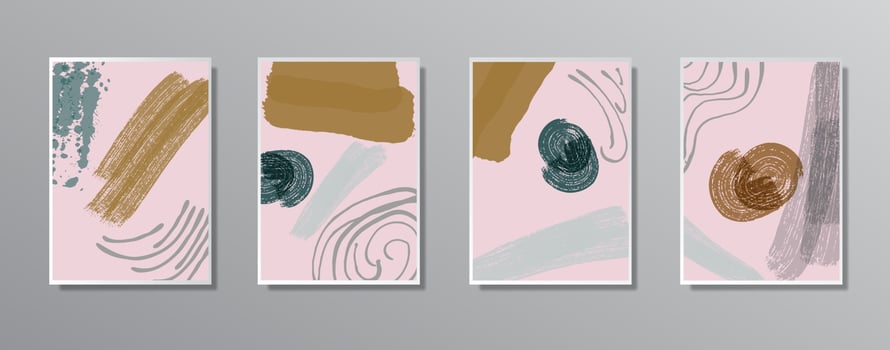 Set of creative minimalist hand drawn vintage neutral color illustrations vector