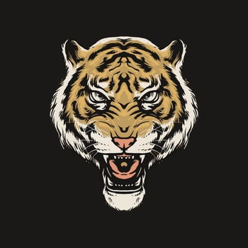 Tiger head roaring vector