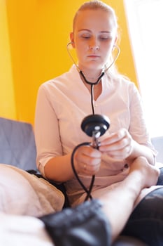 Nurse with stethoscope photo