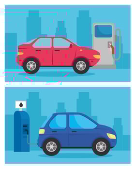 electric car in the charging station set vector