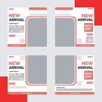 Social media banner template bundle. With red on white background. Suitable for social media posts and website internet advertising vector