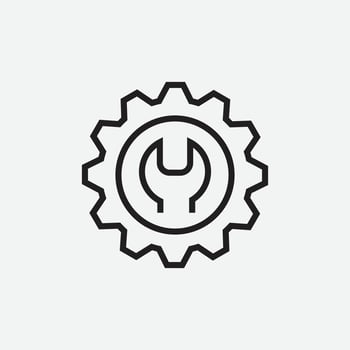 setting, technology icon. linear style wheel, cog, mechanical vector sign isolated on white background