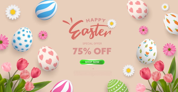 Happy Easter poster background or banner design vector